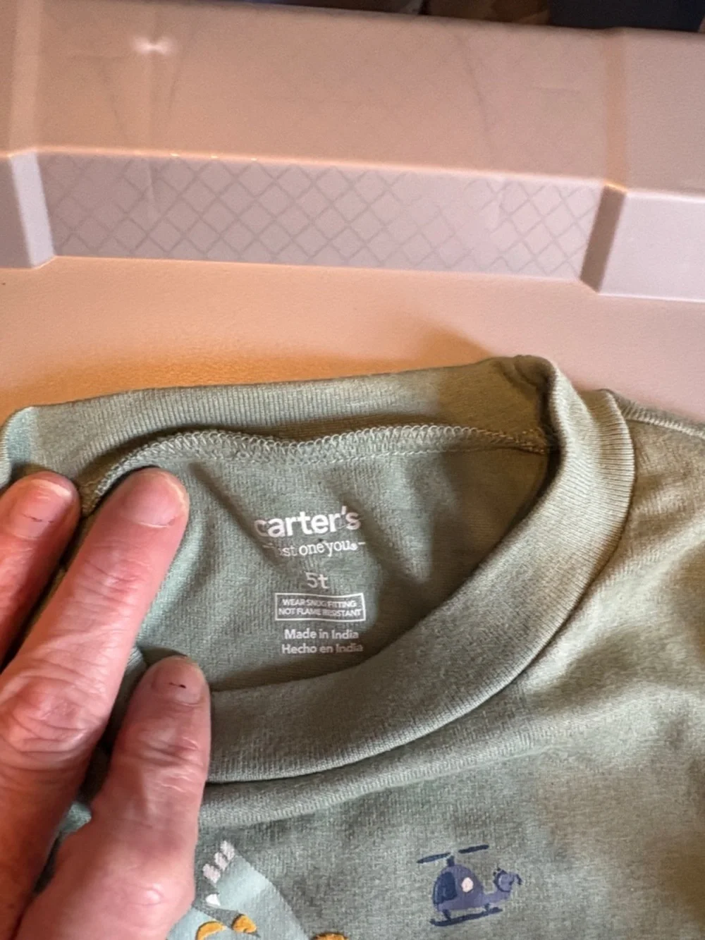 Carter's Olive Green 'Crushing Bedtime' Dino Long-Sleeve Tee and short sleeve